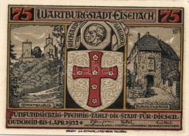 Német Birodalom/Weimari Köztársaság Eisenach 1922. 25Pf (2x)+ 50Pf (2x) + 75Pf (2x) 6klf teljes sor ...