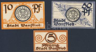 Német Birodalom/Weimari Köztársaság Wanfried 1920. 5Pf + 10 Pf + 50 Pf 3 klf. teljes sor T:I