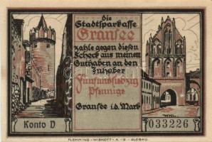 Német Birodalom/Weimari Köztársaság Gransee D.N. 25Pf + 50Pf + 75Pf + 1.25M + 1.75M 5klf teljes sor ...