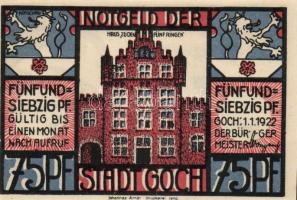 Német Birodalom/Weimari Köztársaság Goch 1922. 50Pf (2x) + 75Pf (4x) 6klf teljes sor T:I