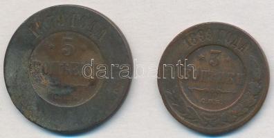 Orosz Birodalom 1879. 5k Cu "II. Miklós" + 1899. 3k Cu "II. Miklós" T:3
Russian...