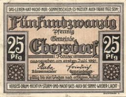 Német Birodalom/Weimari Köztársaság Ebersdorf 1921. 10 Pf + 25 Pf + 50 Pf
3 klf. teljes sor T:I