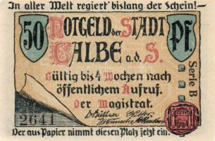 Német Birodalom/Weimari Köztársaság Calbe 1921. 25 Pf + 50 Pf + 75 Pf + 1M
4 klf. teljes sor T:I