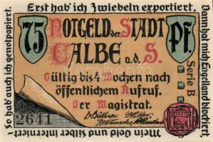 Német Birodalom/Weimari Köztársaság Calbe 1921. 25 Pf + 50 Pf + 75 Pf + 1M
4 klf. teljes sor T:I