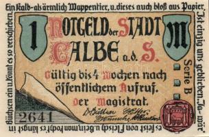 Német Birodalom/Weimari Köztársaság Calbe 1921. 25 Pf + 50 Pf + 75 Pf + 1M
4 klf. teljes sor T:I