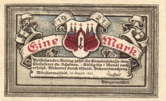 Német Birodalom/Weimari Köztársaság Münstermaifeld 1921. 25Pf + 1M (2x) 4klf teljes sor T:I