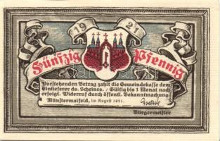 Német Birodalom/Weimari Köztársaság Münstermaifeld 1921. 25Pf + 1M (2x) 4klf teljes sor T:I