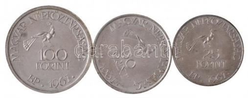 1967. 25Ft Ag + 50Ft Ag + 100Ft Ag "Kodály" sor, leragasztott műanyag tartóban T:BU Adamo ...