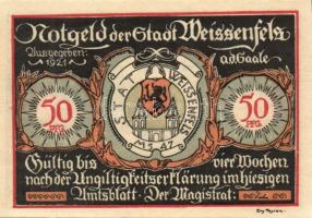 Német Birodalom/Weimari Köztársaság Weissenfels 1921. 50 Pf(6X)
6 klf. teljes sor T:I