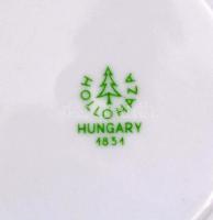 Hollóházi teáscsésze és alj, matricás, jelzett, kopott