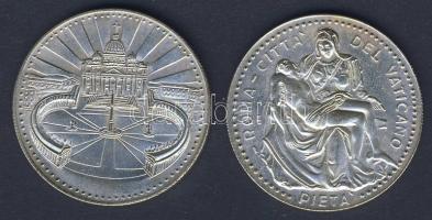 Vatikán DN "II.János Pál pápa-Bazilika + Pieta" ezüstözött emlékérem-pár T:2