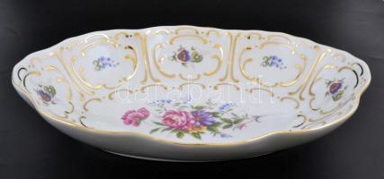 Hollóházi tál és tálkák (7 db), matricás, jelzett, apró kopásnyomokkal, 28×19 cm, d:13,5 cm (6×)