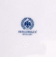 Hollóházi rózsás füles tál, matricás, jelzett, apró kopásnyomokkal, 21×16 cm