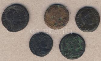 Római Császárság I.Valentinianus 364-375. Bronzpénz (5x) 4klf variáns T:3,3/4+