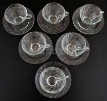 Formába öntött 6 db teáscsésze és alj, hibátlan, jelzés nélkül