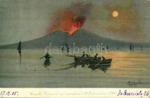 1905 Napoli, Naples; Vesuvio in eruzione 19. Novembre 1899. / Mount Vesuvius in eruption. litho s: A. Coppola (EK)