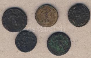 Római Császárság I.Valentinianus 364-375. Bronzpénz (5x) 4klf variáns T:3,3/4+