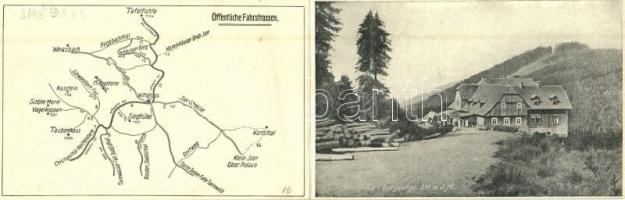 Smedava, Wittighaus (Isergebirge, Jizerské hory); Gastwirtschaft / restaurant and hotel. Folding card with advertisement and map (non PC)
