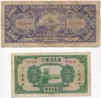 Kína / Kwantung Provincial Bank 1936. 5$ + The Farmers Bank of China 1941. 100Y T:III,III-
China / ...