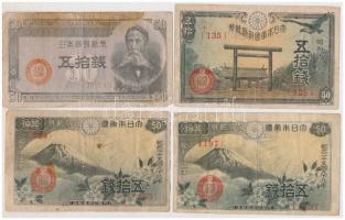 Japán 1938-1948. 50s (4x) T:III,III- ly. Japan 1938-1948. 50 Sen (4x) C:F,VG hole