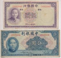 Kína 1937. 5Y + 1940. 5Y T:III,III-
China 1937. 5 Yuan + 1940. 5 Yuan C:F,VG