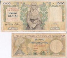 Görögország 1935. 50D + 1000D T:III- szakadás Greece 1935. 50 Drachmai + 1000 Drachmai C:VG tear