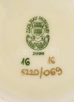 Zsolnay pillangó mintás váza és tál bonbonier, kézzel festett, jelzett, hibátlan, d:11 cm, 16 cm