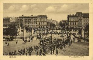 Berlin, Hallesches Tor / square, tram, marching mariners