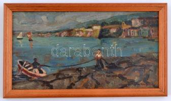 Jaksa István (1894 - 1982): Fiume. Olaj, farost, jelzett, 13x24 cm