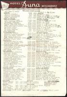 6 db régi étlap (Vendéglátóipari Vállalat, Hotel Duna, Grand Hotel Royal)