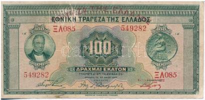 Görögország 1927. 100D T:III,III- Greece 1927. 100 Drachmai C:F,VG