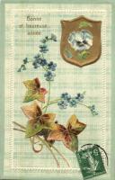 10 db régi dombornyomott litho üdvözlőlap / 10 pre-1945 Emb. litho greeting cards