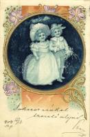 12 db régi gyerek motívumlap, üdvözlőlap, közte pár litho / 12 pre-1945 children motive cards, greet...