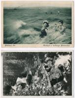 4 db régi képeslap: fürdők, vízesések / 4 pre-1945 postcards: baths, waterfalls