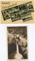 4 db régi képeslap: fürdők, vízesések / 4 pre-1945 postcards: baths, waterfalls