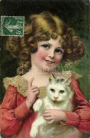 17 db régi macska motívumlap / 17 pre-1945 cat motive cards