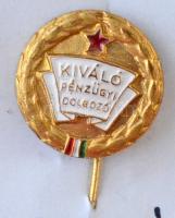 ~1970. "Kiváló nép ellenőr" aranyozott zománcozott jelvény (25mm) + "Kiváló pénzügyi ...