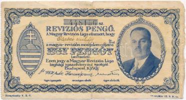 Budapest 1930. Revíziós Pengő arcképes változat, kitöltött, hátoldalán felülbélyegzés T:III-