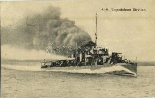 1909 SM Torpedoboot Streiter, K.u.K. Kriegsmarine / SMS Streiter osztrák-magyar haditengerészet Huszár-osztályú rombolója (Zerstörer) / Austro-Hungarian Navy Huszár-class destroyer. G. Fano, Pola 1909-10.
