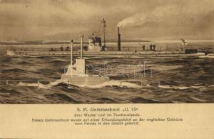 SM Unterseeboot U 15 über Wasser und im Tauchzustande / WWI German Imperial Navy (Kaiserliche Marine) submarine above water and in diving state