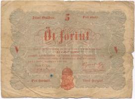 1848. 5Ft Kossuth bankó vörösesbarna T:III- Adamo G109