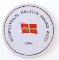 1974. International Balaton Sailing Week 1975 festett, jelzett Hollóházi porcelán plakett (~86mm) T:1-