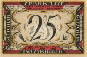 Német Birodalom/Weimari Köztársaság/ Twistringen 1921. 25Pf, 50Pf, 75Pf 3klf teljes sor T:I