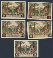 Német Birodalom/Weimari Köztársaság/Auma 1921. 5Pf, 10Pf, 25Pf, 50Pf, 1M 5klf teljes sor T:I