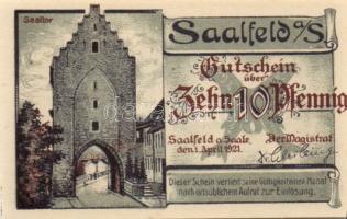 Német Birodalom/Weimari Köztársaság/Saalfeld 1921. 10Pf, 25Pf, 50Pf, 3klf teljes sor T:I