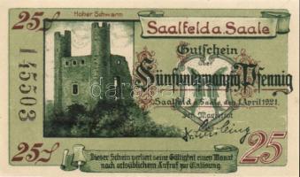 Német Birodalom/Weimari Köztársaság/Saalfeld 1921. 10Pf, 25Pf, 50Pf, 3klf teljes sor T:I