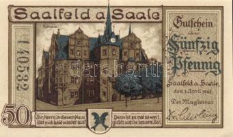 Német Birodalom/Weimari Köztársaság/Saalfeld 1921. 10Pf, 25Pf, 50Pf, 3klf teljes sor T:I