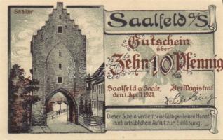 Német Birodalom/Weimari Köztársaság/Saalfeld 1921. 10Pf, 25Pf, 50Pf, 3klf teljes sor T:I