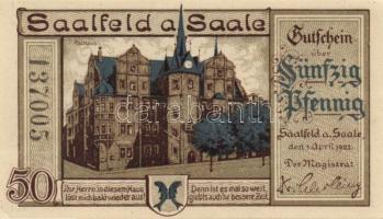 Német Birodalom/Weimari Köztársaság/Saalfeld 1921. 10Pf, 25Pf, 50Pf, 3klf teljes sor T:I