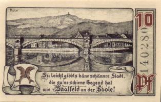 Német Birodalom/Weimari Köztársaság/Saalfeld 1921. 10Pf, 25Pf, 50Pf, 3klf teljes sor T:I